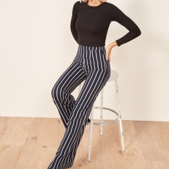 Reformation Pants - Reformation Sorrenti Wide Leg Pants Capone Stripe